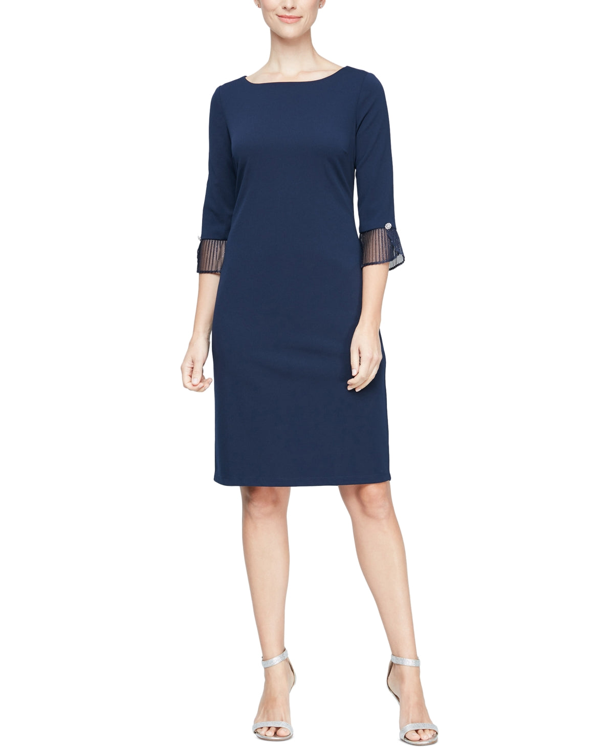 Vestido tubinho plissado feminino SL Fashions azul tamanho 18