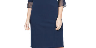 Vestido tubinho plissado feminino SL Fashions azul tamanho 18