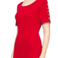 Vestido tubinho com mangas e contas SL Fashions feminino, vermelho, tamanho 12