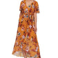 Vestido longo feminino com estampa floral SL Fashions, amarelo, tamanho 16