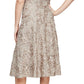 Vestido midi com glitter SL Fashions para mulheres, tamanho 6, marrom, para coquetel e festa