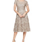 Vestido midi com glitter SL Fashions para mulheres, tamanho 6, marrom, para coquetel e festa