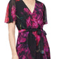 Vestido longo com estampa falsa e envoltório feminino SL Fashions, preto, tamanho 6