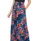 Vestido longo feminino SL Fashions, azul, tamanho 6, com estampa de mídia mista