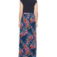 Vestido longo feminino SL Fashions, azul, tamanho 6, com estampa de mídia mista