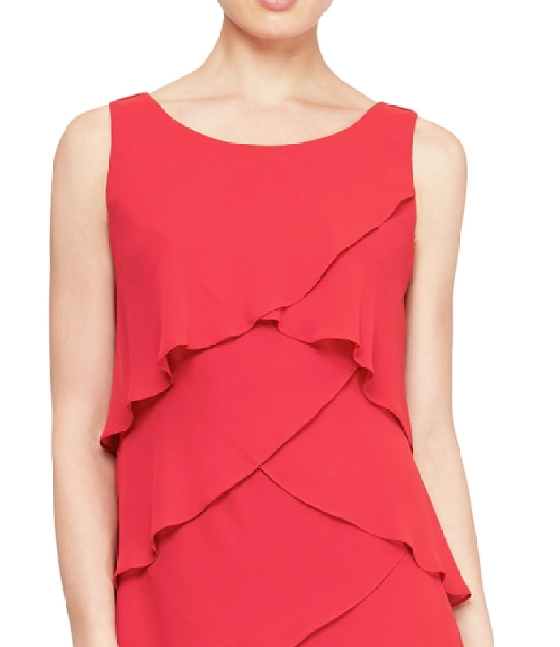 Vestido de chiffon em camadas feminino SL Fashions, vermelho, tamanho 18