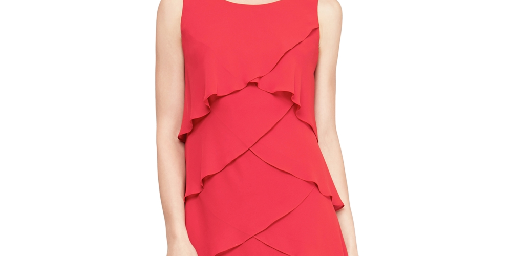 Vestido de chiffon em camadas feminino SL Fashions, vermelho, tamanho 18