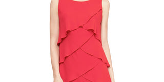 Vestido de chiffon em camadas feminino SL Fashions, vermelho, tamanho 18