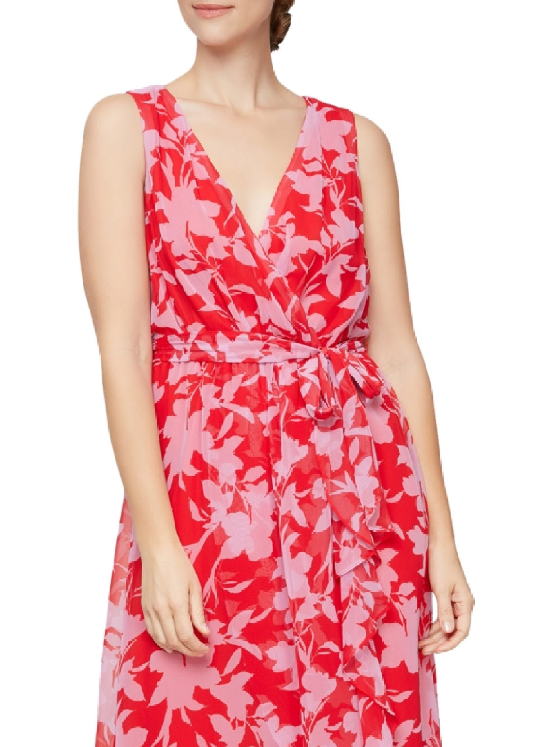 Vestido longo estampado feminino SL Fashions vermelho tamanho 16