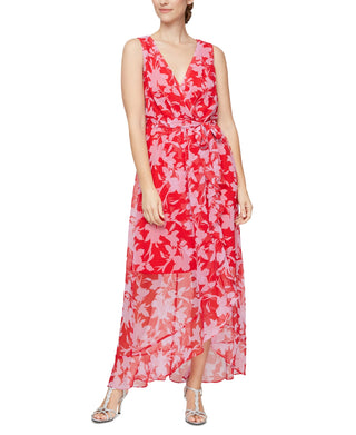 Vestido longo estampado feminino SL Fashions vermelho tamanho 16