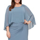 Vestido popover feminino com contas SL Fashions, azul, tamanho 20W
