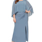 Vestido popover feminino com contas SL Fashions, azul, tamanho 20W