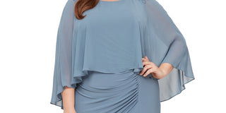 Vestido popover feminino com contas SL Fashions, azul, tamanho 20W