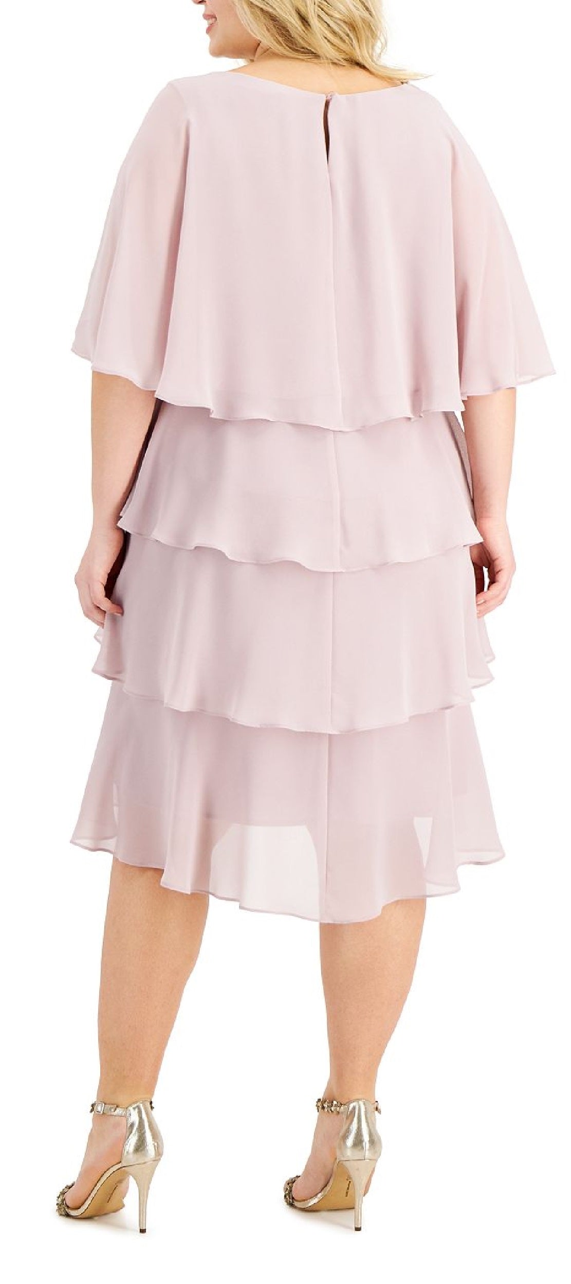 Vestido de capa com miçangas e camadas feminino SL Fashions, roxo, tamanho 22W