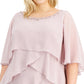Vestido de capa com miçangas e camadas feminino SL Fashions, roxo, tamanho 22W