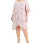 Vestido de capa com miçangas e camadas feminino SL Fashions, roxo, tamanho 22W