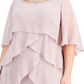 Vestido de capa com miçangas e camadas feminino SL Fashions, roxo, tamanho 22W