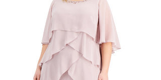 Vestido de capa com miçangas e camadas feminino SL Fashions, roxo, tamanho 22W