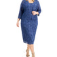 SL Fashions Jaqueta de renda feminina 2 peças e vestido tubinho azul tamanho pequeno