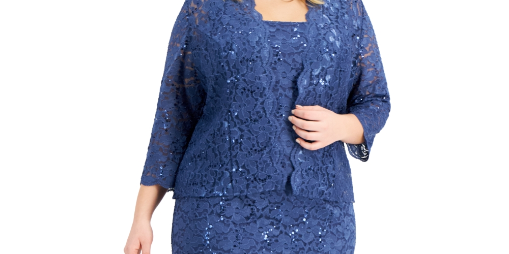 SL Fashions Jaqueta de renda feminina 2 peças e vestido tubinho azul tamanho pequeno