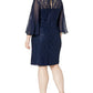 Vestido de renda com lantejoulas SL Fashions feminino azul tamanho 18W