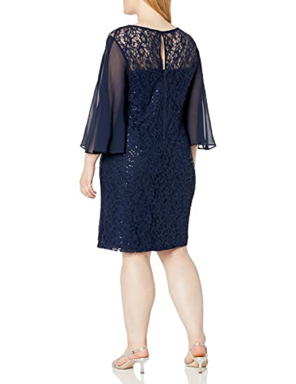Vestido de renda com lantejoulas SL Fashions feminino azul tamanho 18W