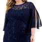 Vestido de renda com lantejoulas SL Fashions feminino azul tamanho 18W
