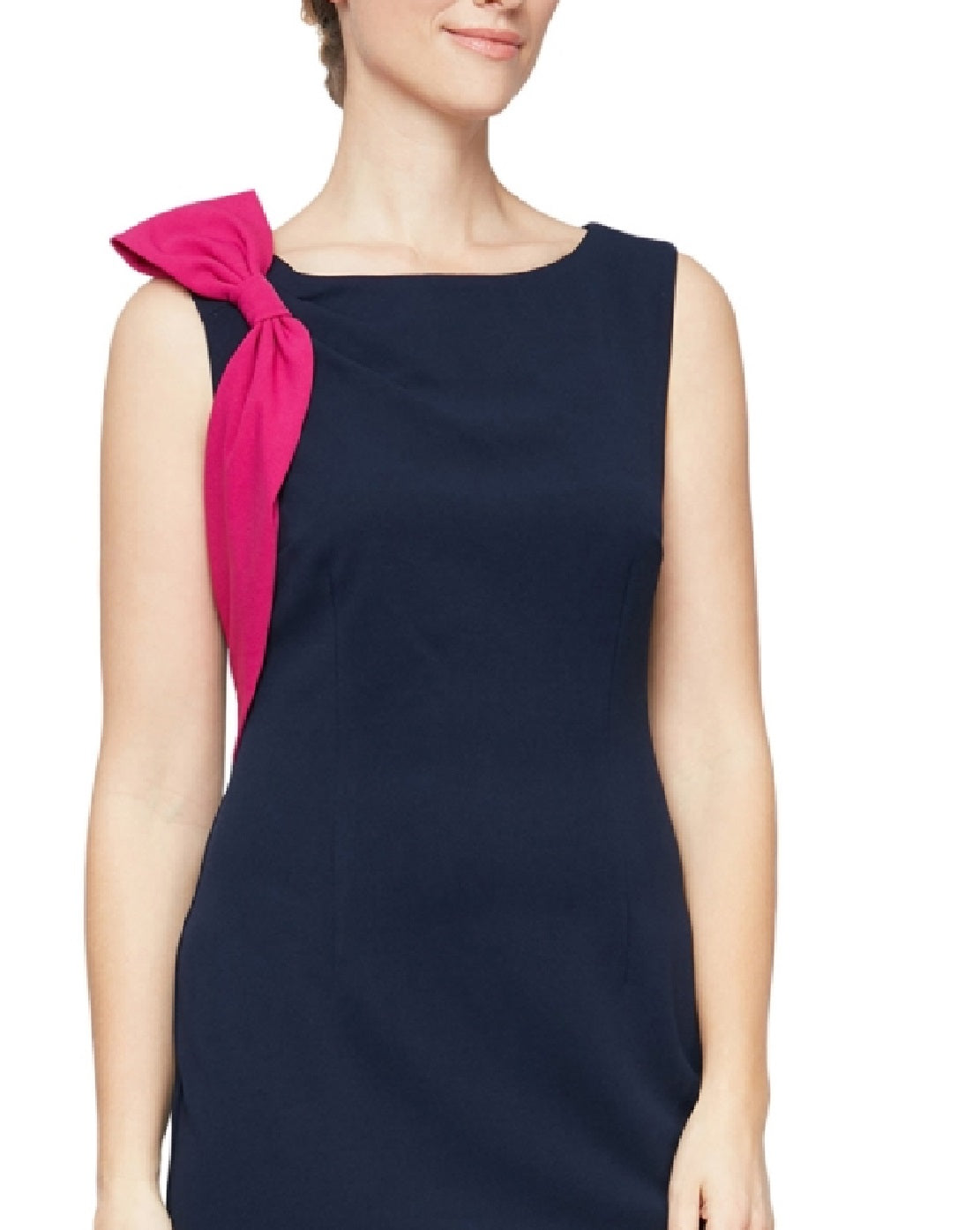 Vestido tubinho com detalhe de laço SL Fashions feminino, azul, tamanho 8