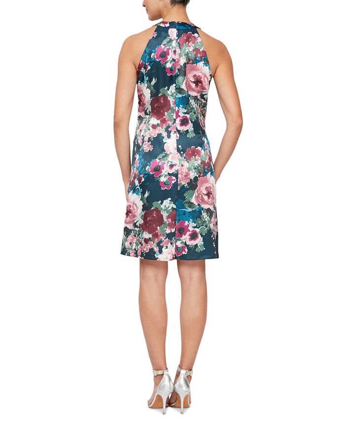 Vestido Halter com Estampa Floral Feminino SL Fashions Verde Tamanho 8