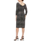 Vestido tubinho metálico estampado feminino SL Fashions, preto, tamanho 16