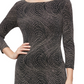 Vestido tubinho metálico estampado feminino SL Fashions, preto, tamanho 16
