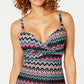 Top tankini com aro e estampa push-up feminino Island Escape, preto, tamanho 10
