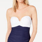 Island Escape Tankini Feminino Color Block Sweetheart Copas Removíveis Ajustável Com Aro Top Azul Tamanho 8