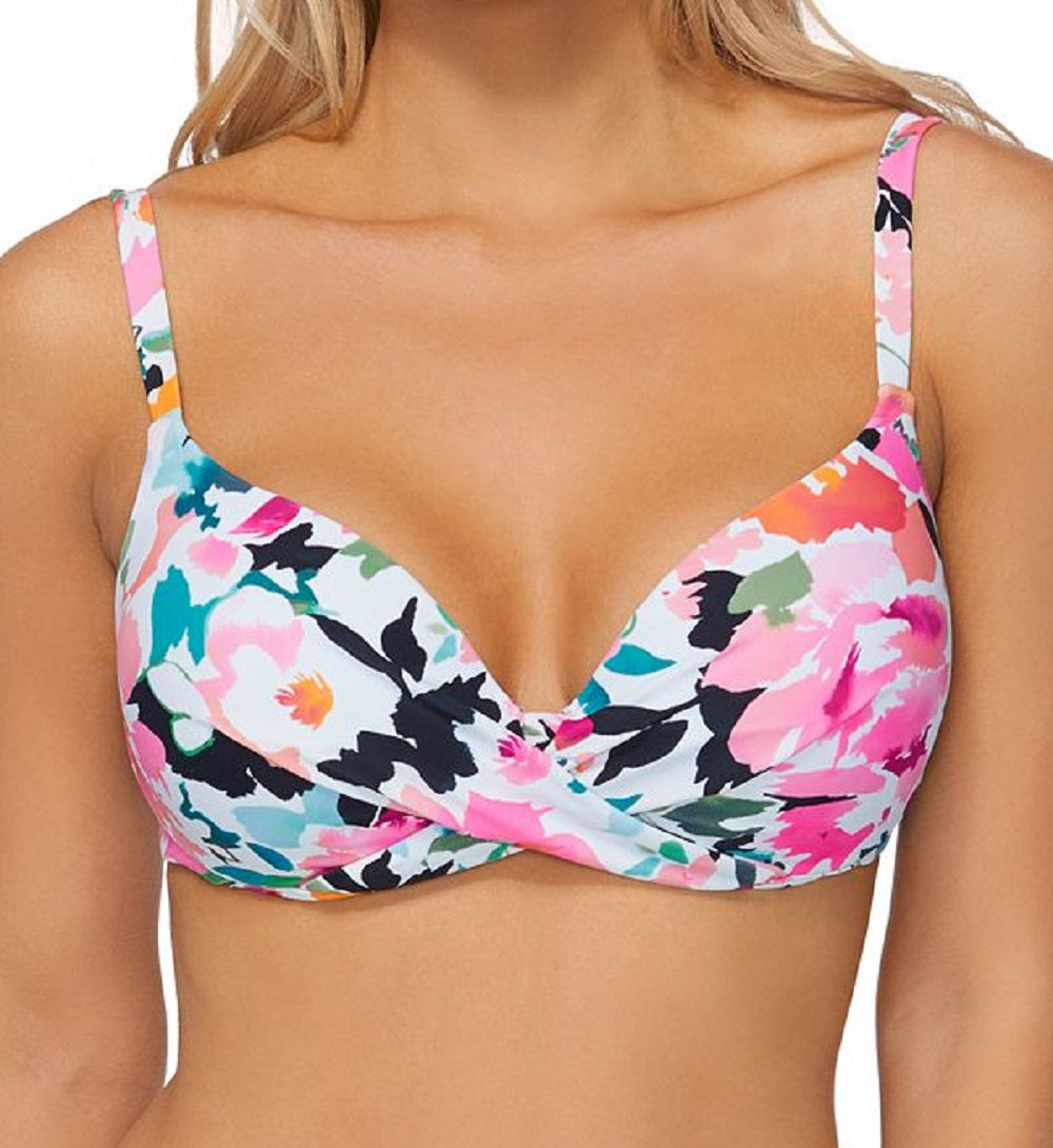Biquíni Island Escape Feminino Honey Bloom Gemini Twist Front Top Maiô Preto Tamanho 8