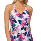 Top de natação feminino Island Escape Maya Bloom com estampa nadador e costas nadador, branco, tamanho 8