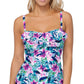Maiô tankini estampado feminino Island Escape, tamanho 16, branco
