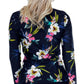 Island Escape Tahiti Beach Printed Rash Guard Maiô Feminino Preto Tamanho P