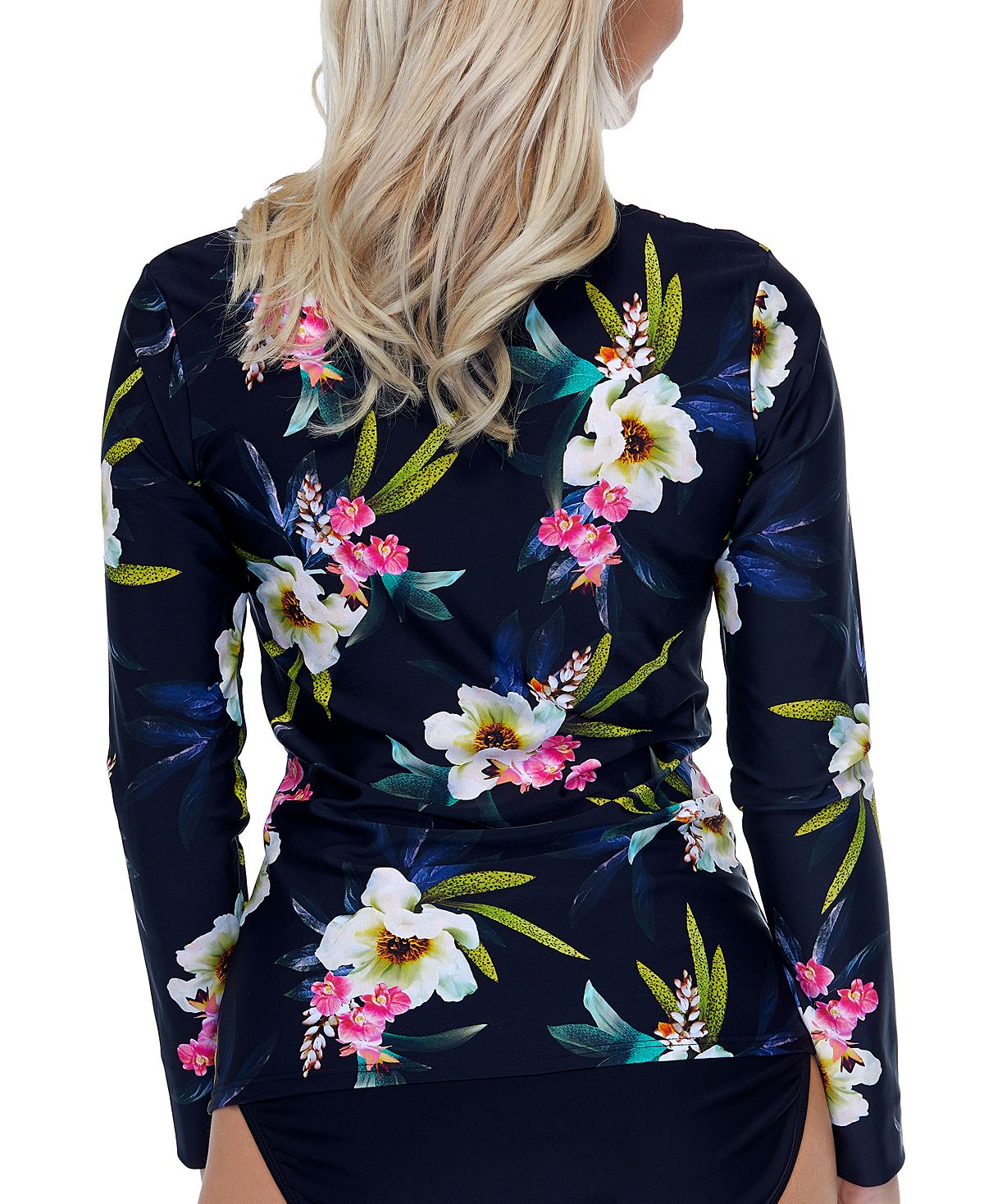 Island Escape Tahiti Beach Printed Rash Guard Maiô Feminino Preto Tamanho P