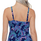 Island Escape Tankini Feminino Estampado Elástico Gola Quadrada Ajustável Costas Nadador Sea Breeze Azul Tamanho 6