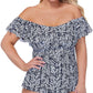 Maiô tankini feminino Island Escape La Flor preto tamanho 18W