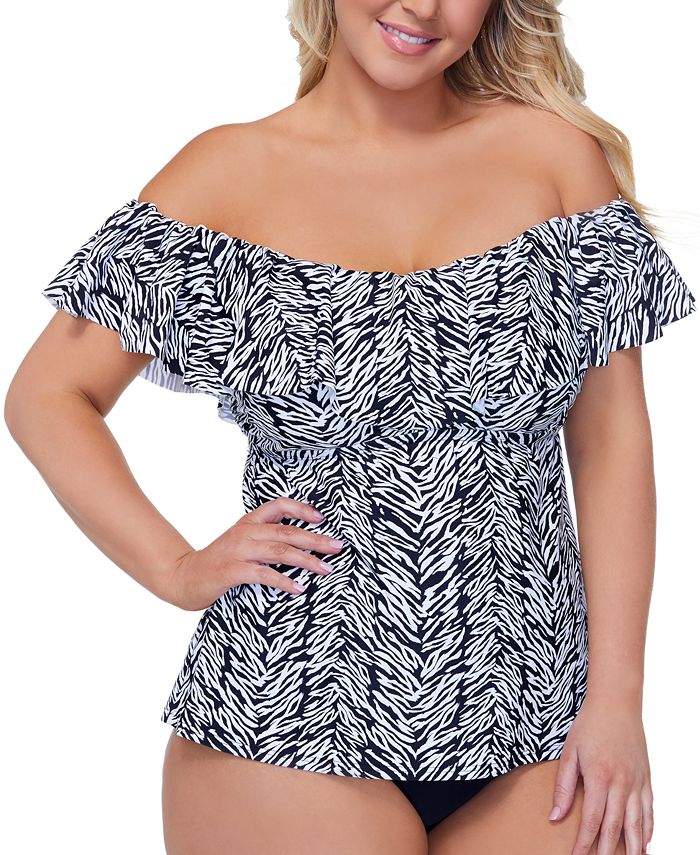 Maiô tankini feminino Island Escape La Flor preto tamanho 18W