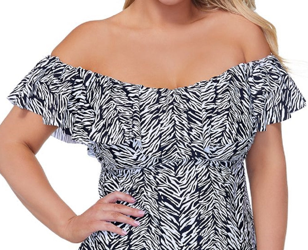 Maiô tankini feminino Island Escape La Flor preto tamanho 18W