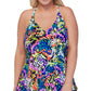Island Escape Tankini Feminino com Decote em V Ajustável e Aro Top Preto Tamanho 22W