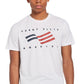 Camiseta masculina Perry Ellis com estampa de bandeira e manga curta e gola redonda, branca, tamanho médio