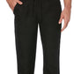 Calça masculina Cubavera de linho liso com cordão, preta, tamanho extragrande