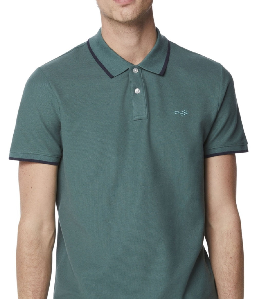 Camisa polo masculina Perry Ellis com gola alta e lisa, verde, tamanho grande