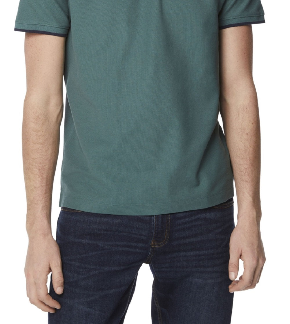 Camisa polo masculina Perry Ellis com gola alta e lisa, verde, tamanho grande