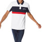 Camisa polo masculina Perry Ellis com blocos de cores, branca, tamanho médio
