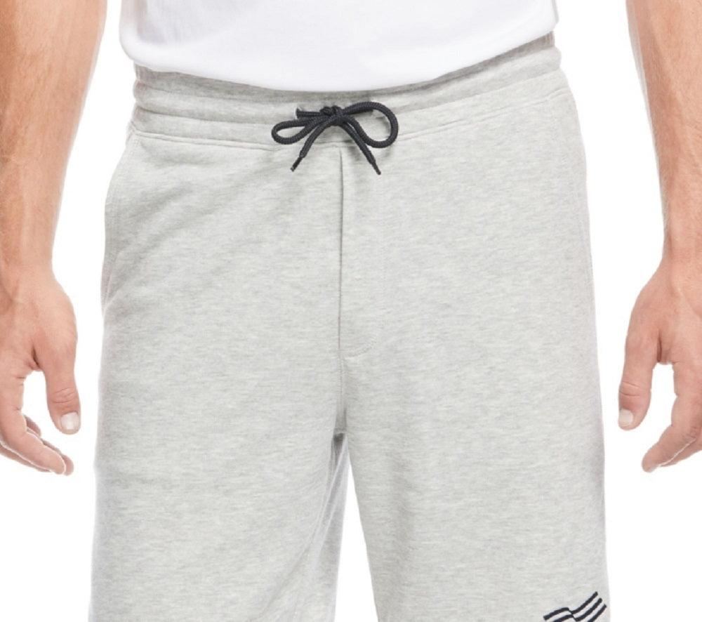 Bermuda de moletom Perry Ellis masculina com bandeira bordada, cinza, tamanho XX-G