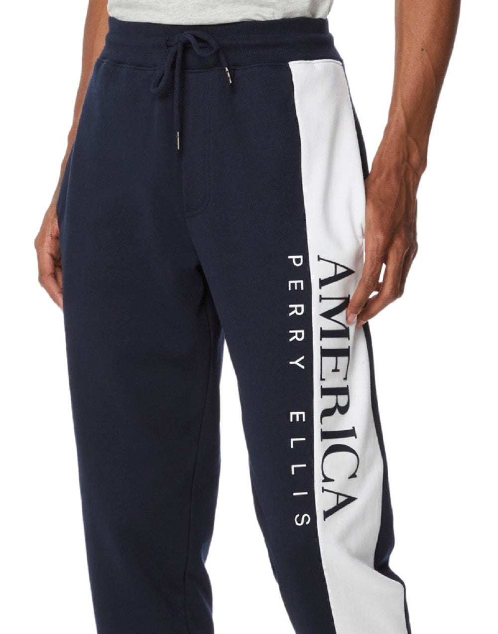 Calça de moletom masculina Perry Ellis com bandeira bordada, azul, tamanho XX-G